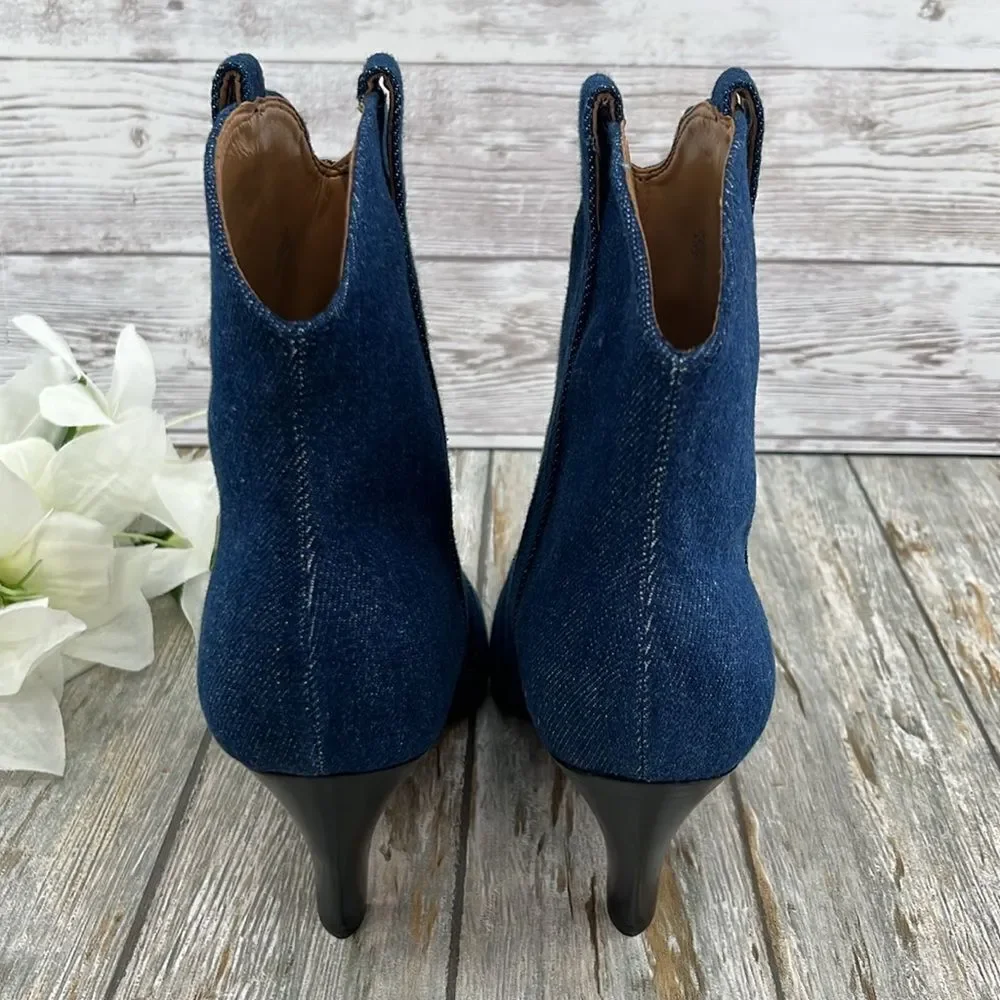 Marc Fisher Carissa Denim Western Bootie Boots Shoes Size 7.5